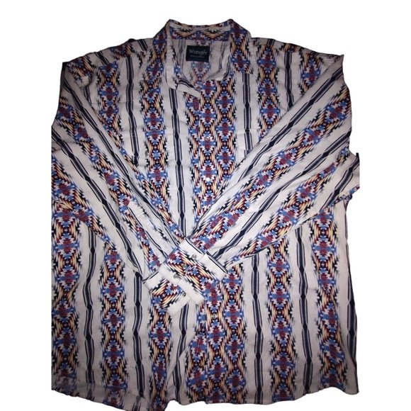 Wrangler‎ Purple Men's Long Sleeve Snap Western Aztec Print Shirt Rodeo XXL - Picture 1 of 5